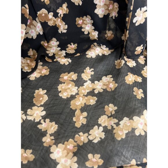 Tommy Hilfiger SZ 2 Floral Wrap Dress Black Gold Flowers - Picture 7 of 10